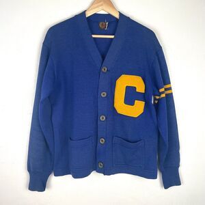 VTG Lowe And‎ Campbell Athletic Goods Cardigan Captain Sweater Size 42 Vintage